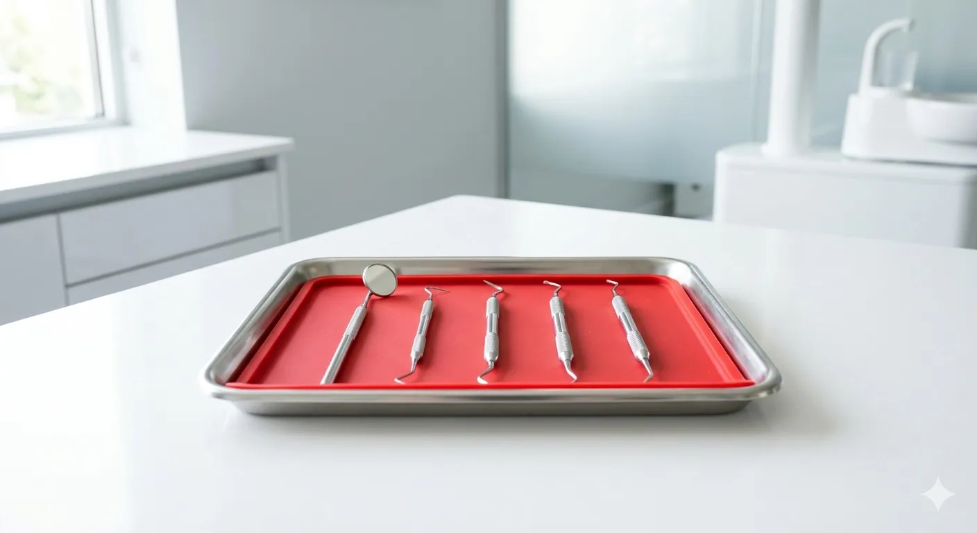 Bandeja quirúrgica estéril preparada — cirugía oral en Dental Estetic Oeste Getafe
